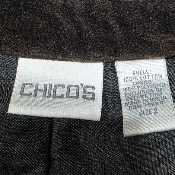 Chicos Brown Velvet Embellished Embroidered Jacket Women's Size L Whimsy Goth - Picture 4 of 9